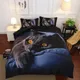 Black Cat Bedding Set King Queen Size 3D Cute Dark Blue Pet Kitty Bedroom Decor Duvet Cover for Kids