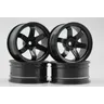4 pz 1/10 Touring & Drift Wheel Rim W6SNK (Nero) 3/6/9mm offset misura per 1:10 Touring & Drift Car
