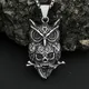 Gothic Vintage Owl With Skull Pendant Necklaces For Men Boys Stainless Steel Hip Hop Punk Motorcycle