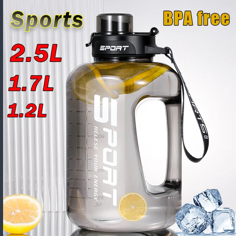2-Liter-Wasserflasche mit großem Fassungsvermögen und Strohhalmdeckel, Sport- und Fitnessstudio-Wasserkocher für Campingreisen, BPA-freie Trinkflaschen Image