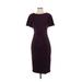 Calvin Klein Casual Dress - Sheath High Neck Short sleeves: Burgundy Solid Dresses - Women's Size 2