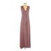 Rachel Zoe Casual Dress - Maxi V-Neck Sleeveless: Pink Stripes Dresses - Women's Size Small