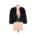MICHAEL Michael Kors Faux Fur Jacket: Short Black Print Jackets & Outerwear - Women's Size 2X-Small