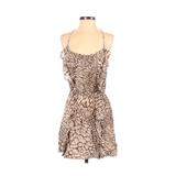 Parker Casual Dress - Mini Halter Sleeveless: Tan Leopard Print Dresses - Women's Size Small