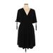 Lane Bryant Casual Dress - A-Line V Neck 3/4 sleeves: Black Print Dresses - Women's Size 14 Plus