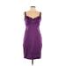 Max and Cleo Cocktail Dress - Sheath Plunge Sleeveless: Purple Solid Dresses - Women's Size 12