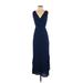 Old Navy Casual Dress - Midi Plunge Sleeveless: Blue Print Dresses - Women's Size X-Small