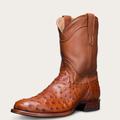 Tecovas Men's The Duke Roper Boots, Round Toe, 10" Shaft, Pecan, Ostrich, 1.125" Heel, 8 EE