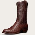 Tecovas Men's The Wyatt Cowboy Boots, Round Toe, 12" Shaft, Mahogany, Ostrich, 1.5" Heel, 12.5 EE