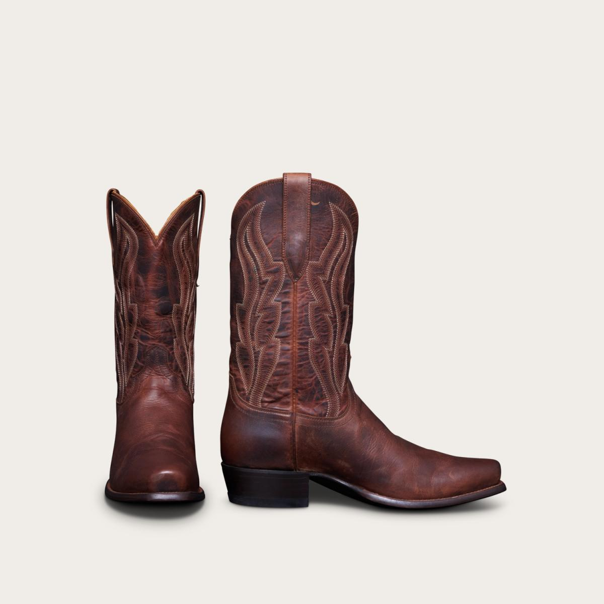 Tecovas Men's The Warren Cowboy Boots, Bovine Shaft, Mesquite, Cowhide, 9 EE
