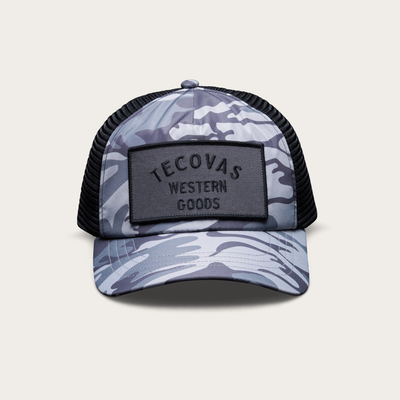 Tecovas Western Goods Trucker Hat, Gray Camo, Polyester