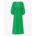 Gloria Balloon-sleeve Relaxed-fit Linen-cotton Blend Midi Dress - Green - Whistles Dresses