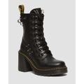 Chesney Piercing Leather Flared Heel Lace Up Boots - Black - Dr. Martens Boots