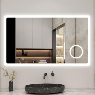 Badezimmerspiegel led Badspiegel Wandspiegel Touch Beschlagfrei+Uhr+Bluetooth+Kosmetikspiegel+3 Image