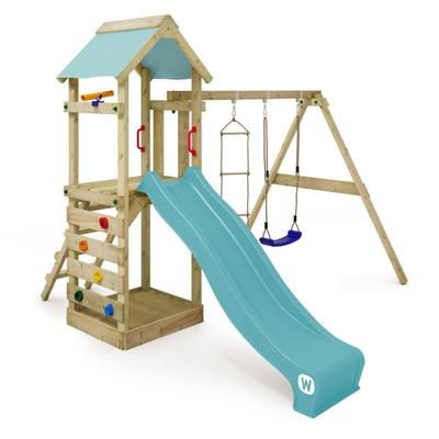 Wickey Spielturm Klettergerüst FreeFlyer mit Schaukel & Rutsche, Kletterturm mit Sandkasten, Leiter
