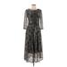 Vicky And Lucas Cocktail Dress: Gray Baroque Print Dresses - Women's Size Medium