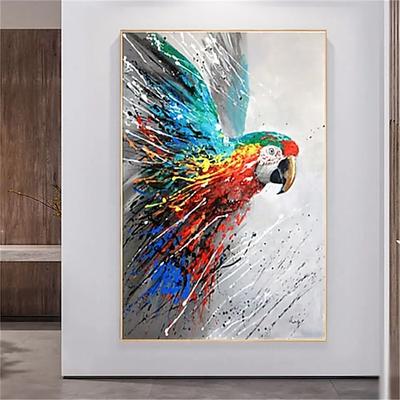 peinture à l'huile 100% fait main peint à la main art mural sur toile animal coloré abstrait perroquet oiseau décoration de la maison décor toile roulée pas de cadre non tendu