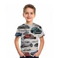 T-shirt Tee Enfants Garçon Bande dessinée Automatique Manche Courte Haut pour enfants Extérieur 3D effet Frais du quotidien Eté Blanche Gris 4-12 ans