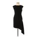 St. John Casual Dress - Sheath High Neck Sleeveless: Black Solid Dresses - Women's Size 4