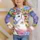 T-shirt Fille Enfants manche longue 3D effet Animal Licorne Col ras du cou Noir Enfants Hauts Automne Printemps Actif Sportif Mode Extérieur du quotidien Intérieur Standard 3-12 ans