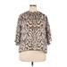 Ruby Rd. 3/4 Sleeve Blouse: Silver Animal Print Tops - Women's Size 2X