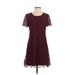 Madewell Cocktail Dress - Mini: Burgundy Solid Dresses - Women's Size 4