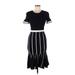 Shoshanna Casual Dress - Midi: Black Stripes Dresses - Women's Size Small