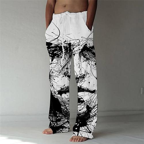 Herren Hose Hosen Sommerhosen Strandhose Kordelzug Elastische Taille Vordertasche Grafik-Drucke Phönix Komfort Weich Casual Täglich Modisch Designer Schwarz Weiß