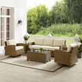 Bradenton 5Pc Swivel Rocker And Sofa Set Sand/Weathered Brown - Sofa Coffee Table Side Table & 2 Swivel Rockers