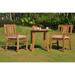 3 PC A Grade Outdoor Patio Teak Dining Set - 36 Round Table & 2 Osawa Arm Chairs