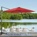 FLAME&SHADE 11FT Cantilever Umbrella with Aluminum Frame and 360Â° Rotation Red
