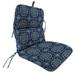 Jordan Manufacturing 45 x 22 Dresden Midnight Navy Damask Rectangular Outdoor Chair Cushion with Ties and Hanger Loop