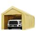 10 x 20 ft Heavy Duty Carport Car Canopy with Removable Sidewalls and Doors and 4 sandbags Garage Shelter for Outdoor Party Birthday Garden Boat Beige