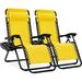 YiSHOP Set of 2 Adjustable Zero Gravity Lounge Chair Recliners for Patio w/Side Tray - Sunflower Yellow