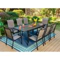 VILLA Patio Dining Set for 8 9 Piece Outdoor Table Chairs Set with 8 High Back Swivel Dining Chairs and Extendable Metal Patio Table Outdoor Furniture Dining Set for Lawn Garden