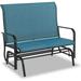 Outdoor Glider Rocking Bench Chair Clearance for 2 Person Patio Loveseat Gliders with 42 High Back for Outside Lawn Garden Deck Blue