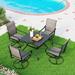 durable 5 Pieces Patio Dining Set Outdoor Furniture Set with 37 Square Wood-Like Table and 4 Padded Textilene Fabric Swivel High Back Chairs for Garden Poolside Backyard Porch