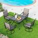 5 Pieces Outdoor Dining Set 4 Sling Dining Swivel Chairs and 48 Round Metal Wood Grain Table with 2 Umbrella Hole Furniture Sets for Lawn Backyard Garden