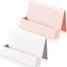 2 Pieces Business Card Holder for Desk Modern Plastic Name Card Case Display Stand Tabletop Business Card Rack for Women and Men (White Pink)