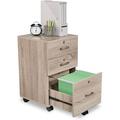26 H 3 Drawer File Cabinet with Lock Rolling File Cabinet Under Desk Mobile File Cabinets for Home Office Wood File Cabinet Printer Stand for Letter Size File Folders Assembly Required Oak