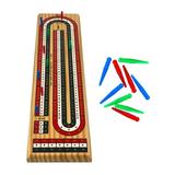 Regal Games - Cribbage YPF5 Board - Fun Family-Friendly Board Game - Includes Natural Wood Game Board (11 x 4.5 x 2.75 ) 6 Multi-Colored Pegs - Ideal for 2-4 Players - Ages 8+