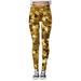 Women Mardi Long Length Tight Flower Printing Shiny Yoga Pants Cycling Workout Bottoms