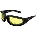 Birdz Eyewear Oriole Padded Safety Bifocal Motorcycle Glasses Black Frame Yellow Lenses 2.0 Magnification Carry Bag