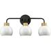 NANYUN White Bathroom Vanity Light Black Vanity Light 3-Light Wall Light for Bathroom with White Shade Over Mirror Lighting