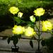 kosheko Solar Garden Lights - 4 Head Floral Sway Light Solar Light-Solar Sway Lights- Sway with The Wind- Solar Outdoor Lights- Solar Garden Decorative Lights- Patio Ya Yellow