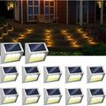 Solar Deck Lights 12 Pack Solar Powered Outside Fence Lights Outdoor Waterproof for Garden Backyard Patio Yard Wall Stair Step Railing Post Lamp Lighting Warm Light