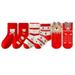 ASFGIMUJ 6 Pairs Toddler Socks Non Slip Children s Christmas New Year Red Socks Baby Cotton Socks Gift Box Gift Pack Stockings Short Socks