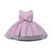 NIUREDLTD Flower Girl Dress Pageant Party Dress Long Round Collar Sleeveless Bow Front And Back A Line Dress Wedding Party Princess Dress Pageant Gown For Toddler Grils Pink Size 130/8