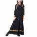 HBYJLZYG Maxi Dress For Girls Baby Long Sleeve Colorblock Round Neck Lace Up Dress Muslim Children Clothing 8-17 Years