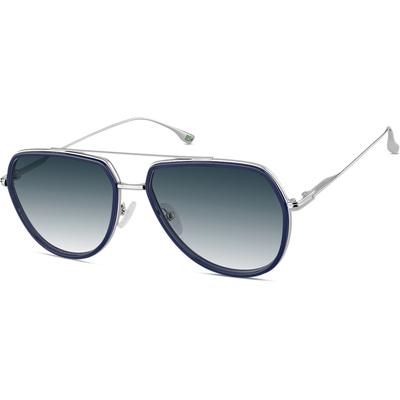 Zenni Men's Aviator Rx Sunglasses Blue Recycled Metal + Bio-Base Full Rim Frame